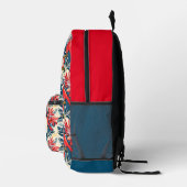 Monogramm Exotische Blume und rote Vogelmuster Boh Bedruckter Rucksack (Rechts)