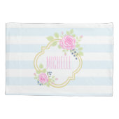 Monogramm Extravagant rosa Rosenpillowcase, Standa Kissenbezug (Rückseite)