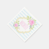 Monogramm Extravagante Rose Blueberepapier Napkins Serviette (Ecke)