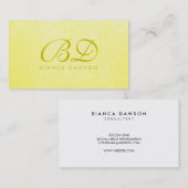 Monogramm Extravagante Skriptgelbe Textur Visitenkarte (Vorne/Hinten)