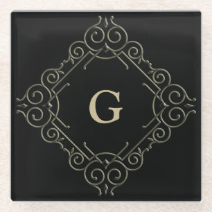 Monogramm Extravaganter Rahmen Glasuntersetzer