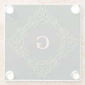 Monogramm Extravaganter Rahmen Glasuntersetzer (Rückseite)