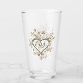 Monogramm extravagantes blorales offenes Herz Glas (Rückseite)