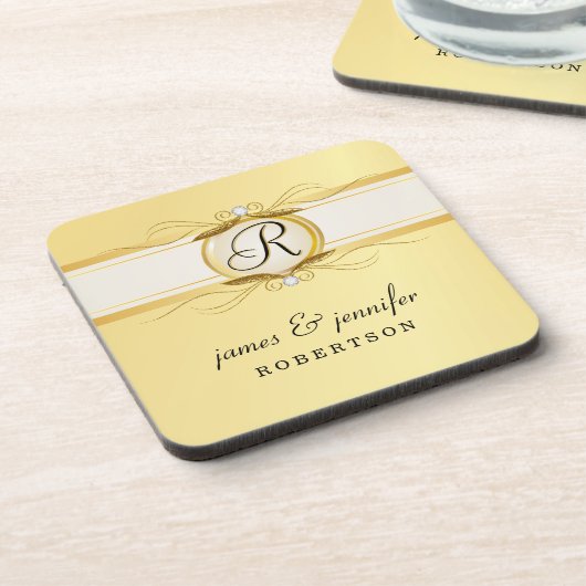 Monogramm-extravagantes Vintages Getränkeuntersetzer (Linke Seite)