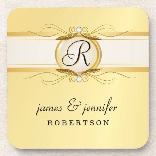 Monogramm-extravagantes Vintages Getränkeuntersetzer (Vorderseite)