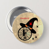 Monogramm F Halloween Sky Hexenspinnen Name Button (Vorne & Hinten)