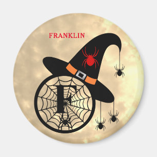 Monogramm F Halloween Sky Hexenspinnen Name Magnet