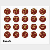 Monogramm F in 3D-Gold Runder Aufkleber (Blatt)