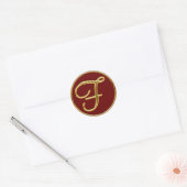 Monogramm F in 3D-Gold Runder Aufkleber (Umschlag)