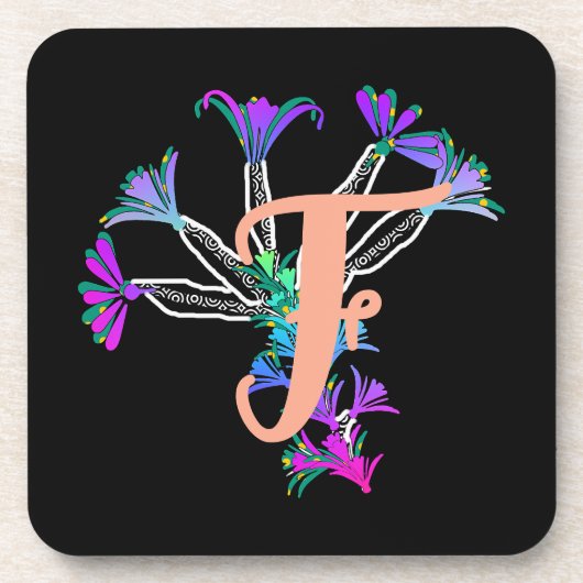 Monogramm F Initial  Bierdeckel Getränkeuntersetzer (Vorderseite)