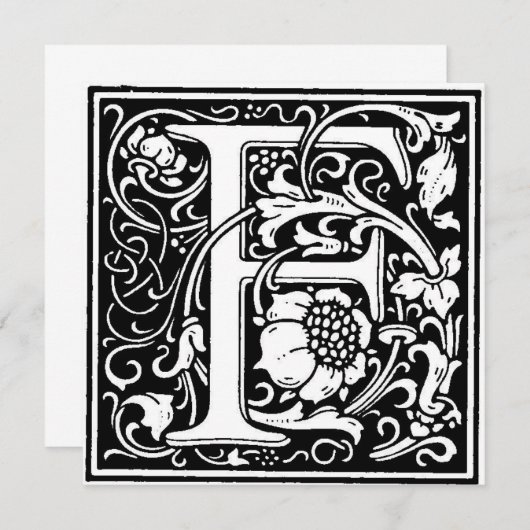 Monogramm F Initial Black and White Floral Pattern (Vorne/Hinten)