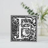 Monogramm F Initial Black and White Floral Pattern (Stehend Vorderseite)