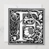 Monogramm F Initial Black and White Floral Pattern (Vorderseite)