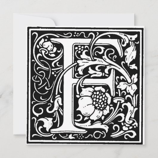 Monogramm F Initial Black and White Floral Pattern (Vorderseite)