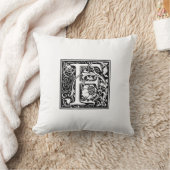 Monogramm F Initial Black and White Floral Pattern Kissen (Decke)
