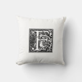 Monogramm F Initial Black and White Floral Pattern Kissen (Vorderseite)