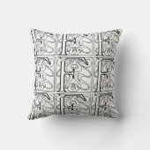 Monogramm F Initial Black and White Floral Pattern Kissen (Rückseite)