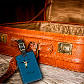 Monogramm F Kobalt Aquarell Blume Gepäckstück Gepäckanhänger