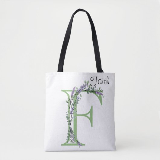 Monogramm F Lavendel Eucalyptus Tasche (Vorderseite)