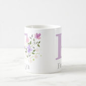 Monogramm F & Name Freya mit Blume Kaffeetasse (Mittel)