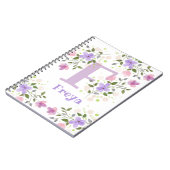 Monogramm F & Name Freya mit Blume Notizblock (Linke Seite)