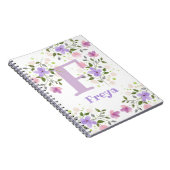 Monogramm F & Name Freya mit Blumen Notizblock (Rechte Seite)
