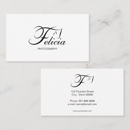 Monogramm F Pferd in schwarzer Farbe Visitenkarte (Vorne/Hinten)