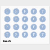 Monogramm F Pulver Blue Wedding Monogram Einladung Runder Aufkleber (Blatt)