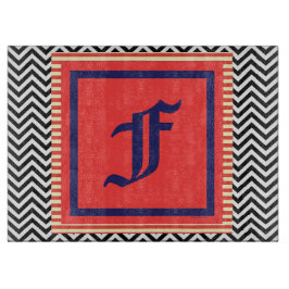 Monogramm F Temperglaster Schneidebrett