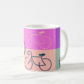 Monogramm-Fahrrad quadriert Lila, Pfirsich und Kaffeetasse (VorderseiteRechts)