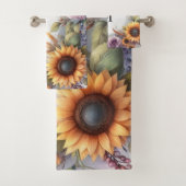 Monogramm Fall Blume und Sonnenblumen Aquarell Badhandtuch Set (Insitu)
