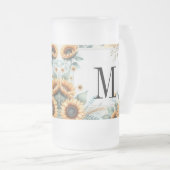 Monogramm Fall Blume und Sonnenblumen Aquarell Mattglas Bierglas (VorderseiteRechts)