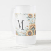 Monogramm Fall Blume und Sonnenblumen Aquarell Mattglas Bierglas (Vorderseite Links)