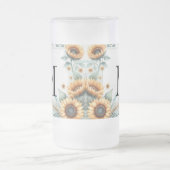 Monogramm Fall Blume und Sonnenblumen Aquarell Mattglas Bierglas (Mittel)