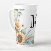 Monogramm Fall Blume und Sonnenblumen Aquarell Milchtasse (Linke Ecke)
