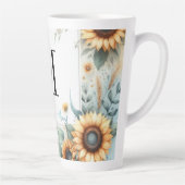 Monogramm Fall Blume und Sonnenblumen Aquarell Milchtasse (Rechts)