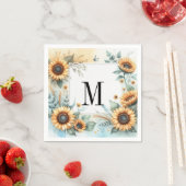 Monogramm Fall Blume und Sonnenblumen Aquarell Serviette (Beispiel)