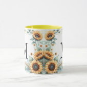 Monogramm Fall Blume und Sonnenblumen Aquarell Tasse (Zentrum)
