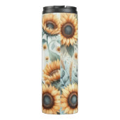 Monogramm Fall Blume und Sonnenblumen Aquarell Thermosbecher (Rückseite)