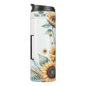 Monogramm Fall Blume und Sonnenblumen Aquarell Thermosbecher (Nach rechts gedreht)