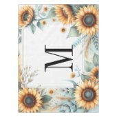 Monogramm Fall Blume und Sonnenblumen Aquarell Tischdecke (Vorderseite)