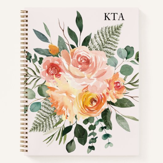 Monogramm Fall Wasserfarbe Rustikales rosa zu tun  Notizblock (Vorderseite)