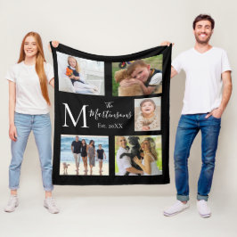 Monogramm-Familie fünf FotoCollage Fleecedecke