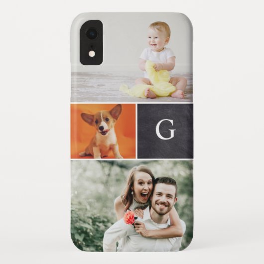 Monogramm-Familie für einfache Fotolollage Case-Mate iPhone Hülle (Rückseite)