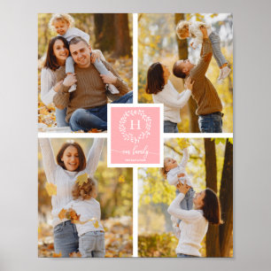 Monogramm-Familienfoto-Collage-Homedekoration Poster