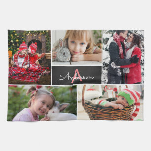 Monogramm-Familienfoto Geschirrtuch