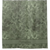 Monogramm Familienname für rustikale waldgrüne Blä Duschvorhang (Vorderseite)