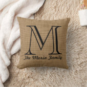 Monogramm-Familienname-Imitat-Leinwandthrow-Kissen Kissen (Decke)