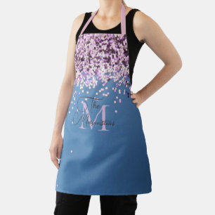 Monogramm Familienname Konfetti auf Blau Schürze