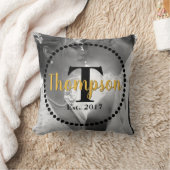 Monogramm Familienname mit Foto Kissen (Decke)